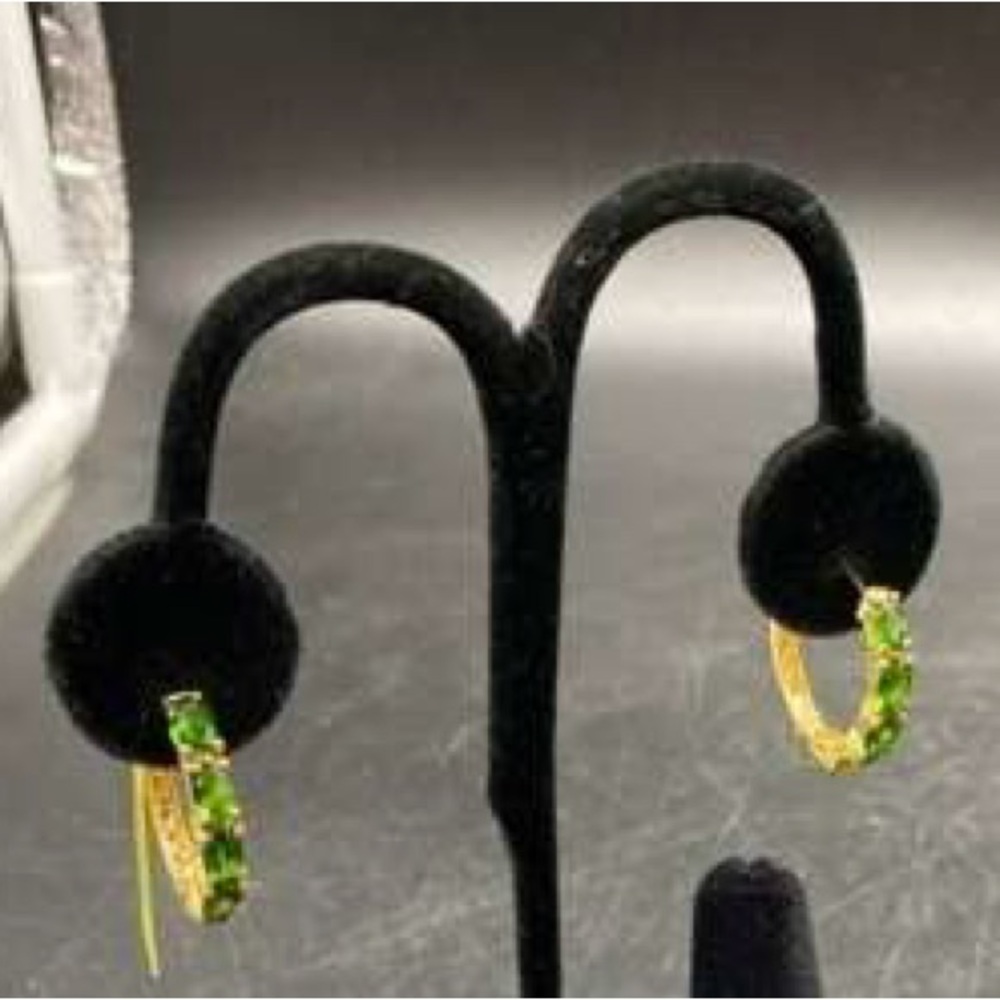 Green Chrome Diopside 18k Gold over Silver Hoop Earrings - New in Box